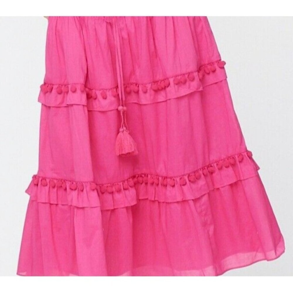 NWT J.Crew Pom-pom Midi in Neon Flamingo Pink Cotton Voile Tiered Dress 16T - Picture 12 of 12